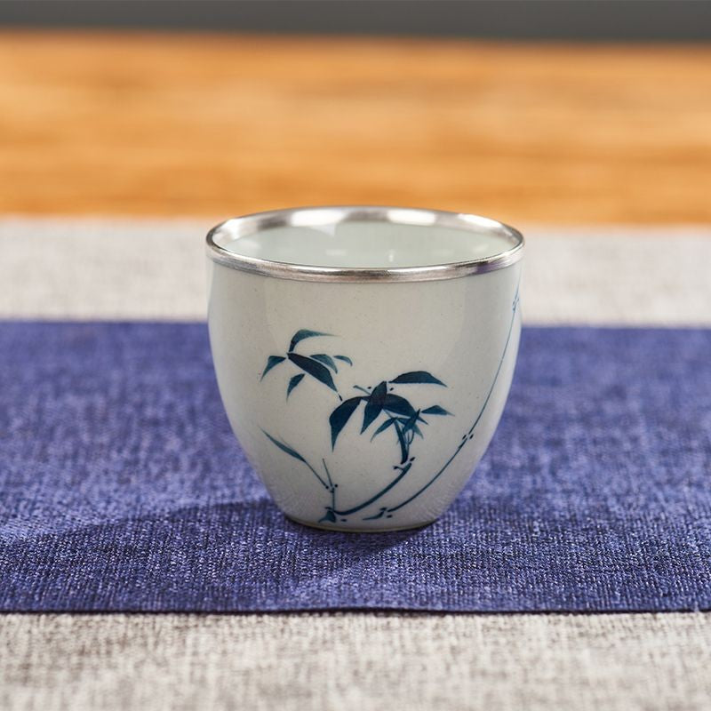 1pc Hand Drawn Blue and White Tea Cup Master's Cup Single Cup Ceramic Tea Set
