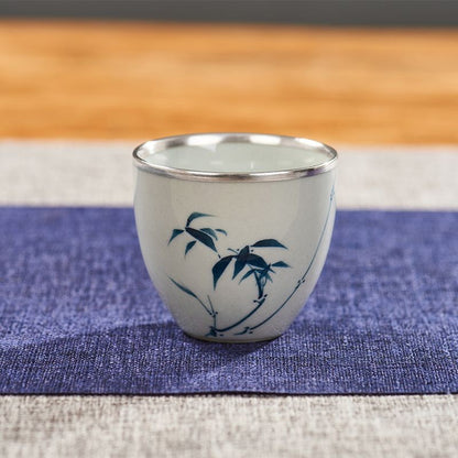 1pc Hand Drawn Blue and White Tea Cup Master's Cup Single Cup Ceramic Tea Set
