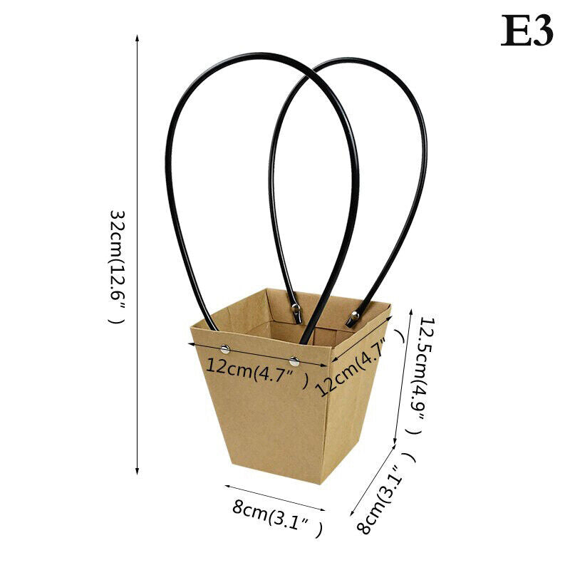 Portable Flower Box Waterproof Paper Handy Bag Kraft Handbag Party Gift Box