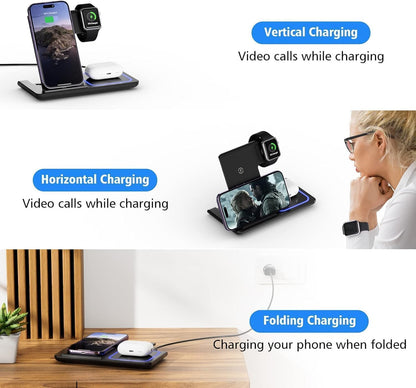 3 in 1 Wireless Charger Charging Station, Wireless Charger Stand for Iphone17 16