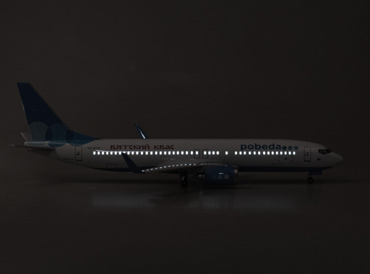 47CM Pobeda BOEING 737 Airplane Led Sound-controlled Light Resin Aircraft Model