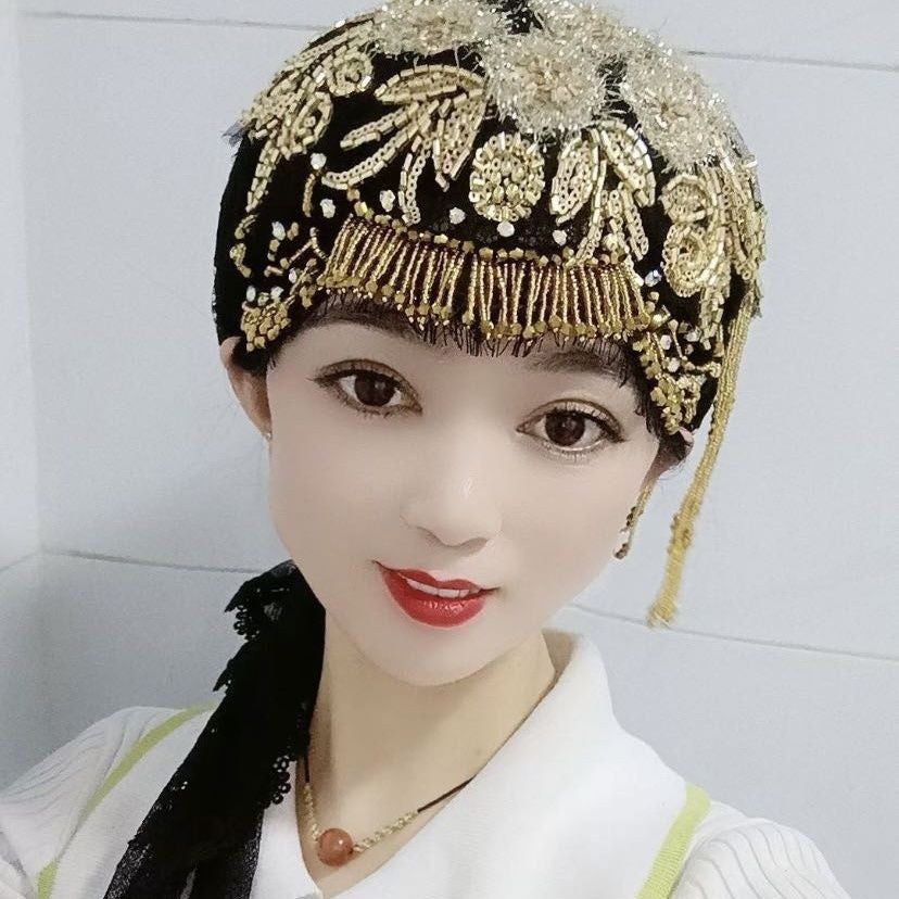 Handmade Beaded Tassel Headscarf Hair Cover Princess Style