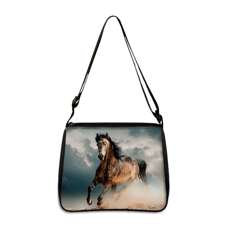 Horse Print Handbag Canvas Shoulder Bag Messenger Bags Travel Crossbody Nylon