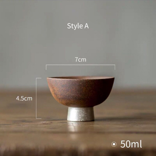 999 silver and Ceramic Tea Cup 50ml