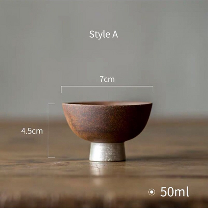 999 silver and Ceramic Tea Cup 50ml