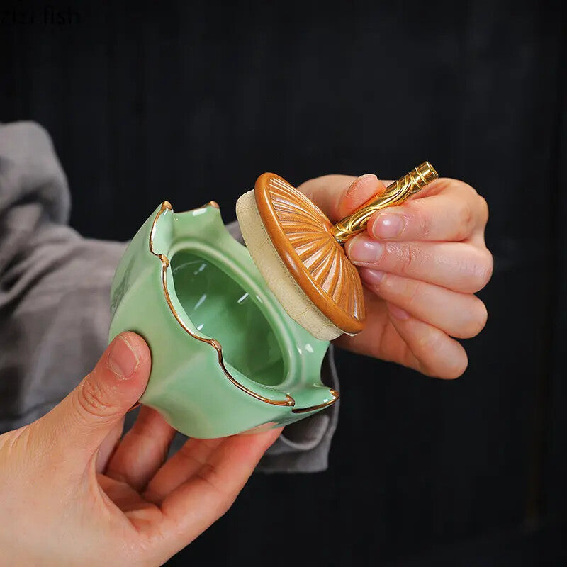 Simple Umbrella Shape Ceramic Tea Coffee Tin Sealed Jars Creative Home Kitchen