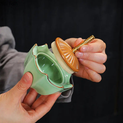 Simple Umbrella Shape Ceramic Tea Coffee Tin Sealed Jars Creative Home Kitchen