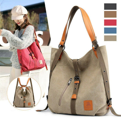 Women Canvas Backpack Shoulder School Bag Messenger Travel Handbag Tote