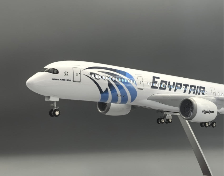 47CM 1:140 EGYPTAIR AIRBUS A350 Airplane Led Sound -controll Light Resin Model