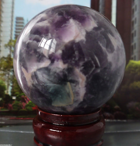 60mm purple Glow In The Dark Stone crystal Fluorite sphere ball