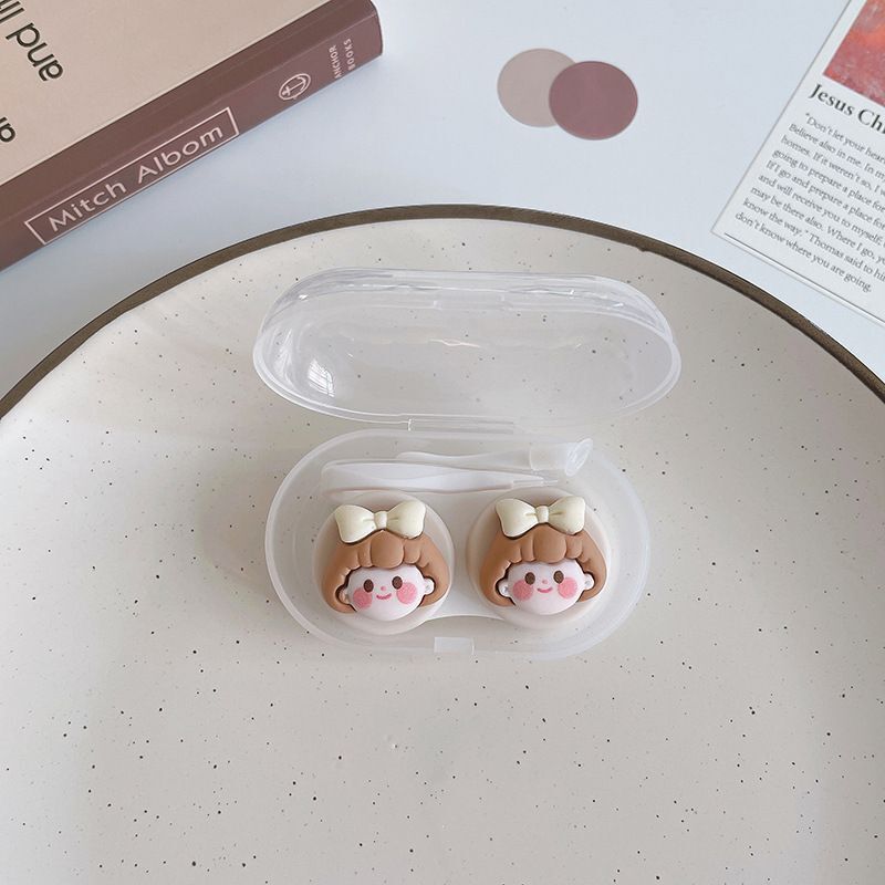 Women Contact Lens Case Plastic Lovely Cat Paw Container Storage Box 6.4x4x2.5cm
