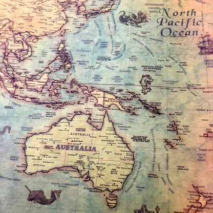 Nautical Ocean Sea world map Retro old Art Paper Painting Home Decor Sticker