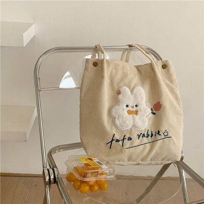 Women Handbags Corduroy Shopping Bag Canvas Magnetic Buckle Shoulder Bags Purse
