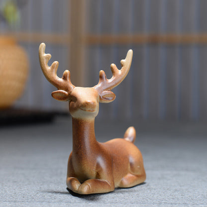Deer Statue Small Size Ceramic Tea Pet Table Decoration For Microlandscape New