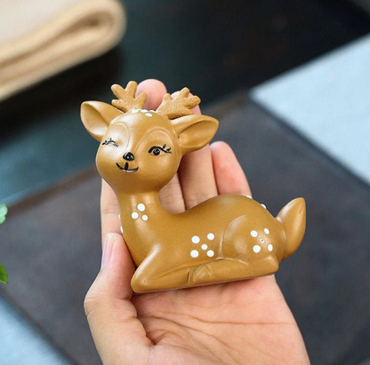 Zisha Tea Pets lovely Deer Purple Clay Tea Play Decoration