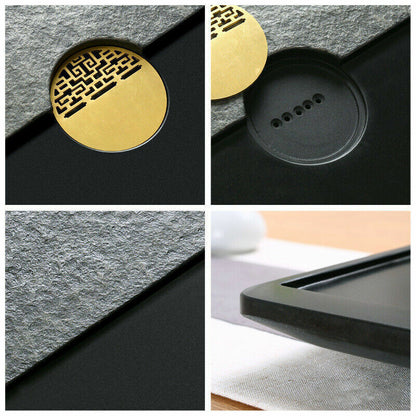 Weighted Tea Tray Black Stone Water Draining Tea Table For Kungfu Tea Set China