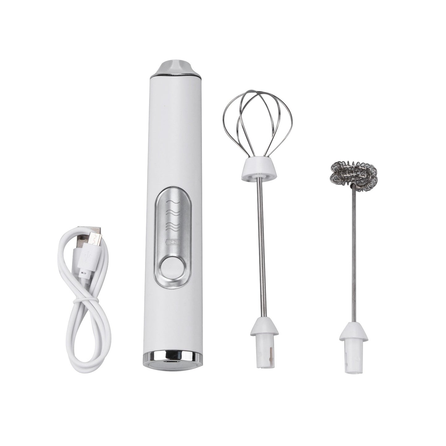 White Mini Electric Foamer Milk Frother Egg Beater Stirrer Whisk Mixer Tool qq