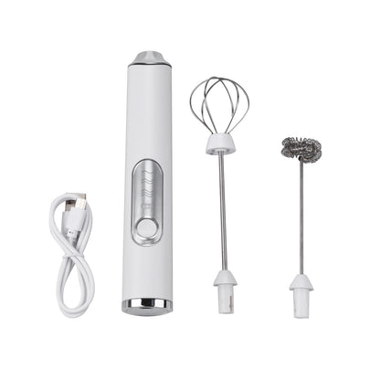 White Mini Electric Foamer Milk Frother Egg Beater Stirrer Whisk Mixer Tool qq