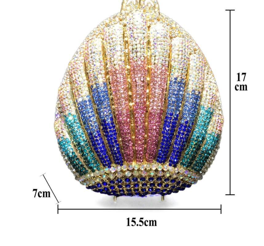 Rhinestone Bag Metallic Crystal Purse Evening Pouch Shell-shaped Cosmetic Case