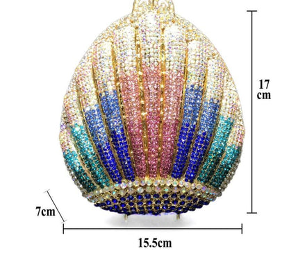 Rhinestone Bag Metallic Crystal Purse Evening Pouch Shell-shaped Cosmetic Case