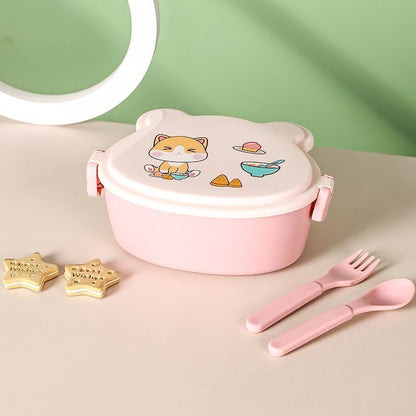 School Kids Lunch Box 2 Tier Leakproof Plastic Cartoon Bento Food Container