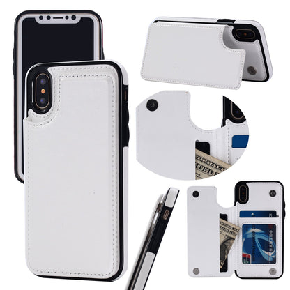 For iPhone 17/16 Pro Max/15/14/13/12 Leather Card Holder Wallet Phone Case