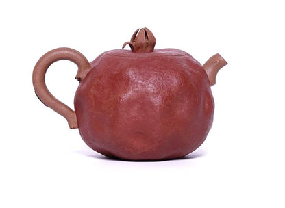 3 Piece Set of Handmade Purple Sand Tea Pots in Yixing, China, Du Ankle Pomegranate Gongfu Cup-
