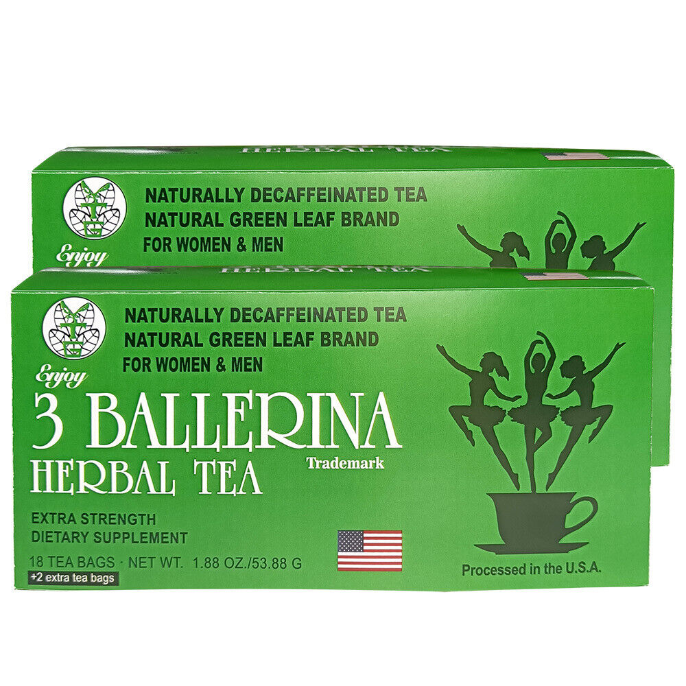 3 BALLERINA HERBAL TEA NATURALLY DECAFFEINATED WOMEN MEN 1.88oz