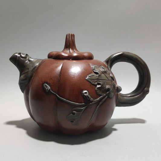 Vintage Chinese Yixing Purple Clay Teapot Zisha Ceremony Ceramic Pumpkin Teaware