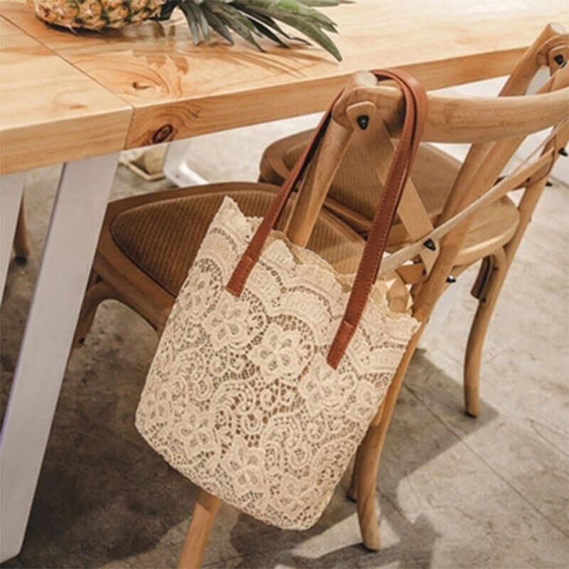 Boho Summer Lace Shoulder Bag Hand Crochet Crochet Flower Bag Woven Handbags