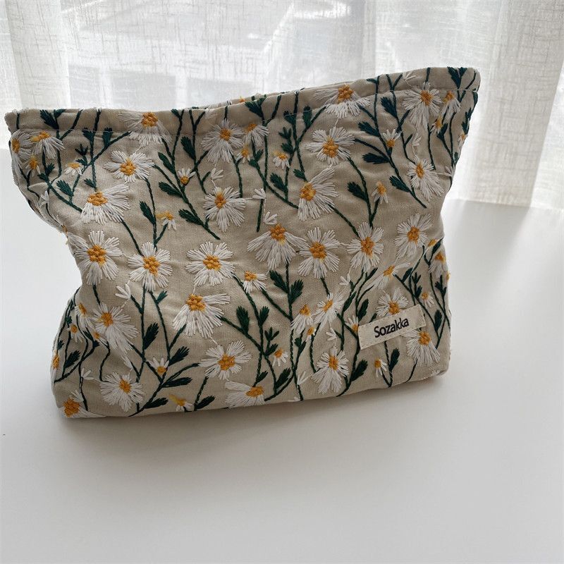 Floral Print Cosmetic Bag Pencil Case Travel Makeup Lipsticks Brushes Pouch 1 PC