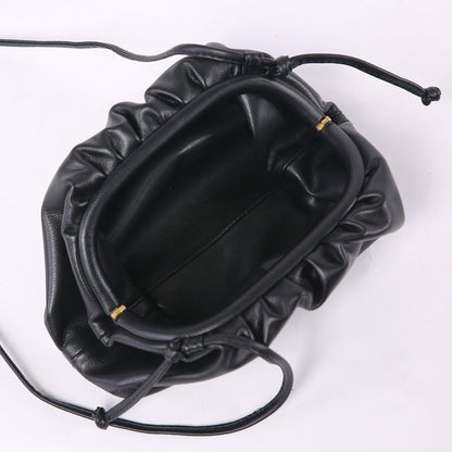 Cow Leather Cloud Bag Shoulder Bag Small Crossbody Dumpling Shape Handbag Clutch