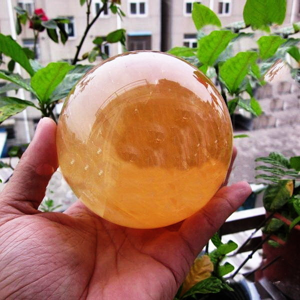 50-55MM+SAND New Natural Citrine Calcite Quartz Crystal Sphere Healing Gemston