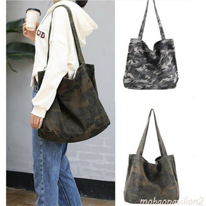 Canvas Camouflage Large Tote Shoulder Bag Shopping Handbag Women Gifts