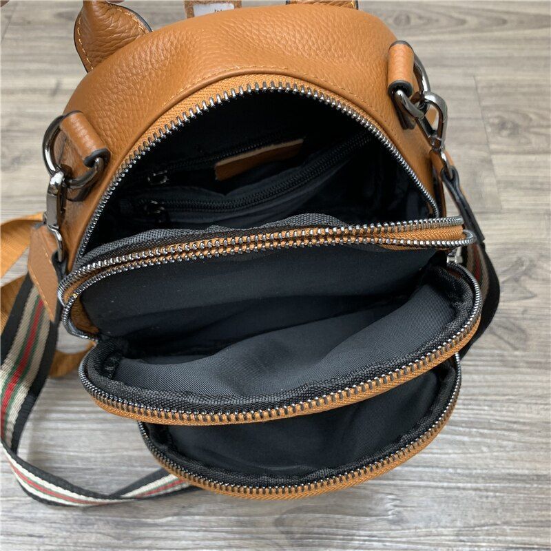 Cowhide Genuine Leather Women Backpack Shoulder Bag Satchel Mini Purse Polyester