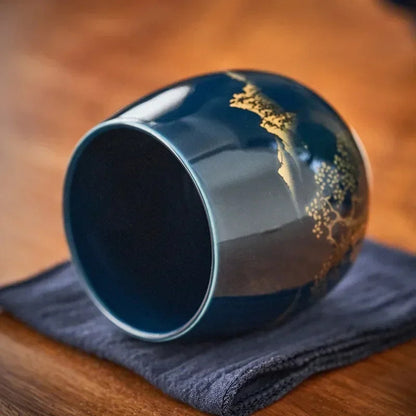 180ml Ceramic Black Glaze Handcarved Master Cup Meditation Cup Kung Fu Teaware