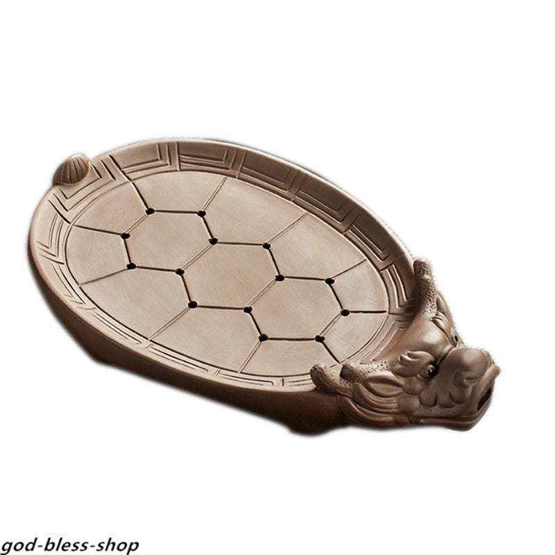 Creative Reservoir Tea Tray Turtle Statue Yixing Zisha Purple Clay Holder Plate
