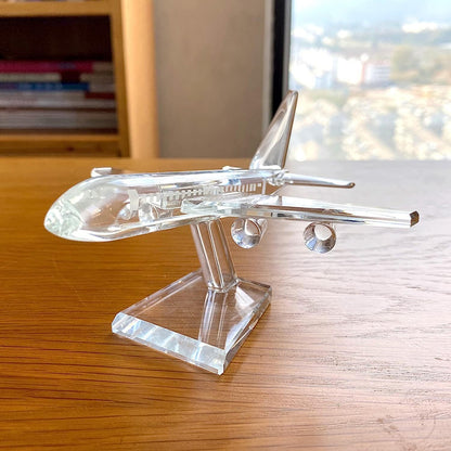 Clear Crystal Aircraft Figurines Glass Airplane Paperweight Ornament