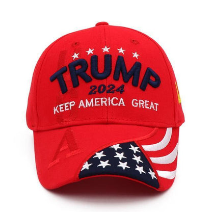 New Adjustable Trump 2024 Embroidered Hat Baseball Cap Black Red Us