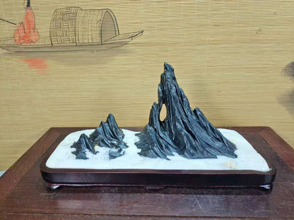 Natural Stone Mountain Stones Bonsai Suiseki Lingbi Stone White Home Design