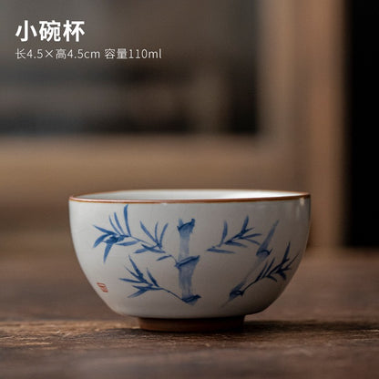 1pc Ru Kiln Teacup Master Cup Ceramic Tea Cup Kungfu Tea Set
