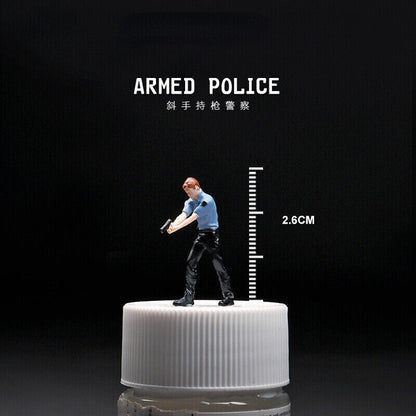 1/64 Figure Model City Road Police Arrest Thief Scene Display Doll Model