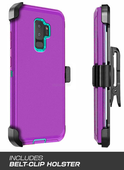 For Samsung Galaxy S9 Plus Heavy Duty Rugged Hard Soft Case / Clip Holster Stand