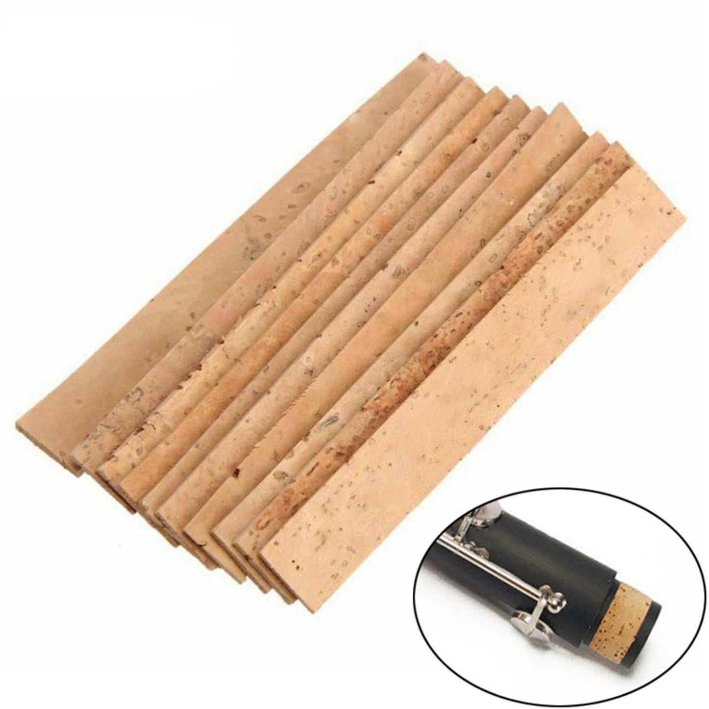 10pcs Natural Clarinet Neck Cork Sheet 8x1.1x0.2cm for Clarinet Neck Joint