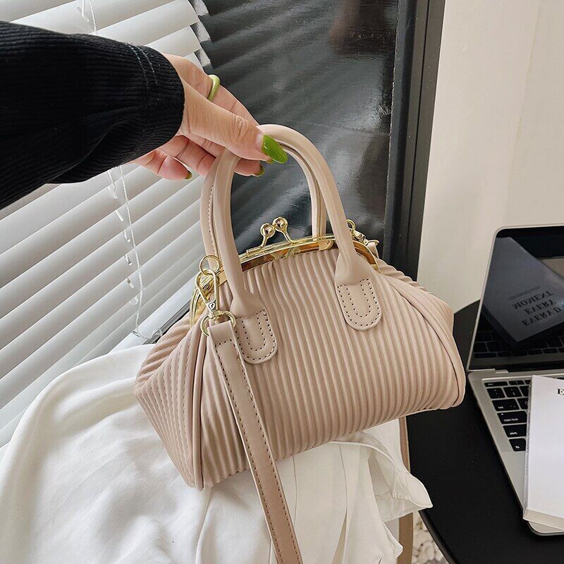 Pleated Handbag with Handle Shoulder Bag Women Clutch Purses Crossbody Bag