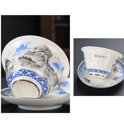 Gaiwan 180ml Great Jade Porcelain Tea Bowl Chinese Tureen Tea Brewer Cup Saucer