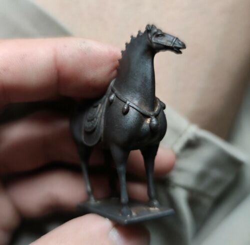 1 pcs Brass Chinese Tang Warrior Horse Statue Army Horse Figurine Decor