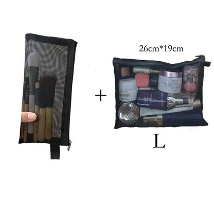 Mesh Cosmetic Bag Women S/M/L Set Makeup Bag Traveling Organizer Cosmetics Pouch