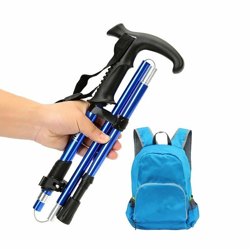 Fold Trekking Pole Portable Hiking Camping Stick Telescopic Nordic Walking Stick