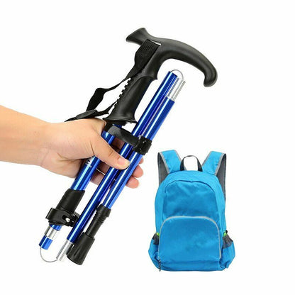 Fold Trekking Pole Portable Hiking Camping Stick Telescopic Nordic Walking Stick